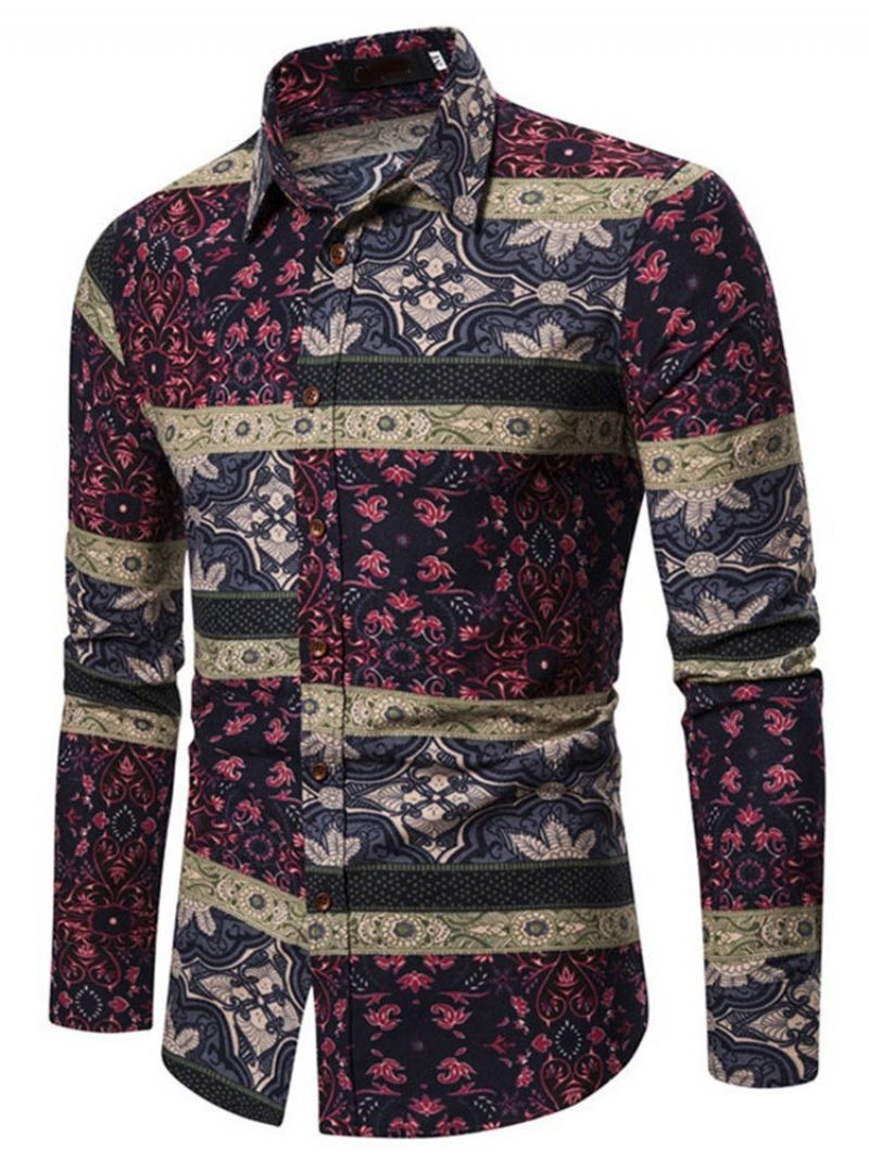 Ανδρικό Πουκάμισο Με Μονόστομο Πέτο Με Floral Print