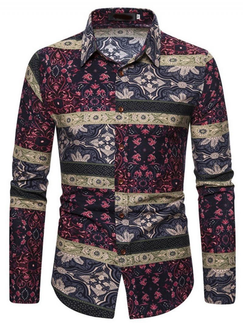 Ανδρικό Πουκάμισο Με Μονόστομο Πέτο Με Floral Print