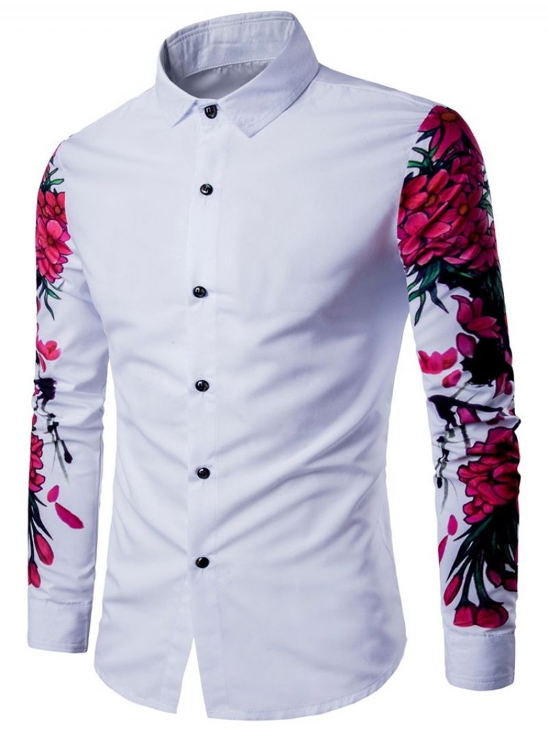 Ανδρικό Πουκάμισο Με Πέτο Floral Print Slim Casual