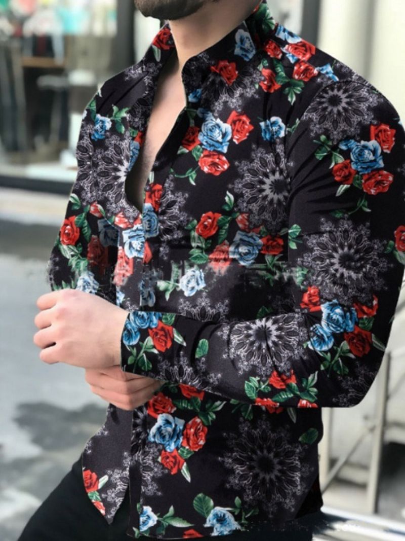 Εκτύπωση Floral Fashion Slim Φθινοπωρινό Πουκάμισο