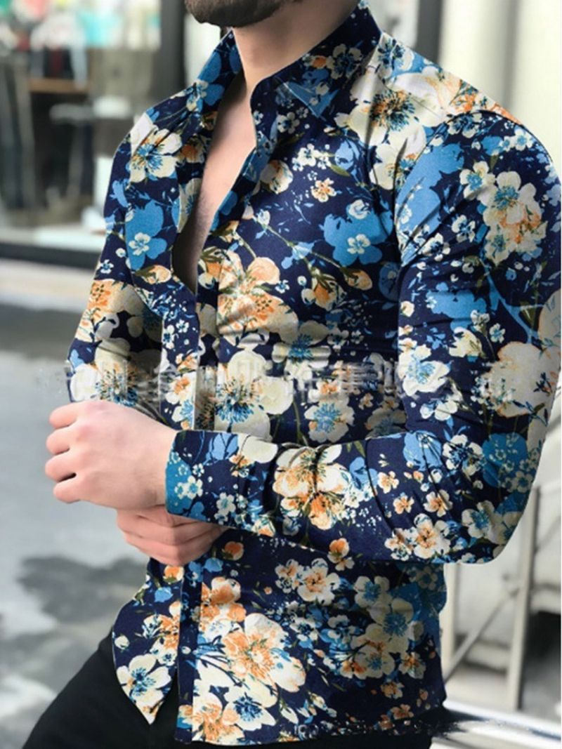 Εκτύπωση Floral Fashion Slim Φθινοπωρινό Πουκάμισο