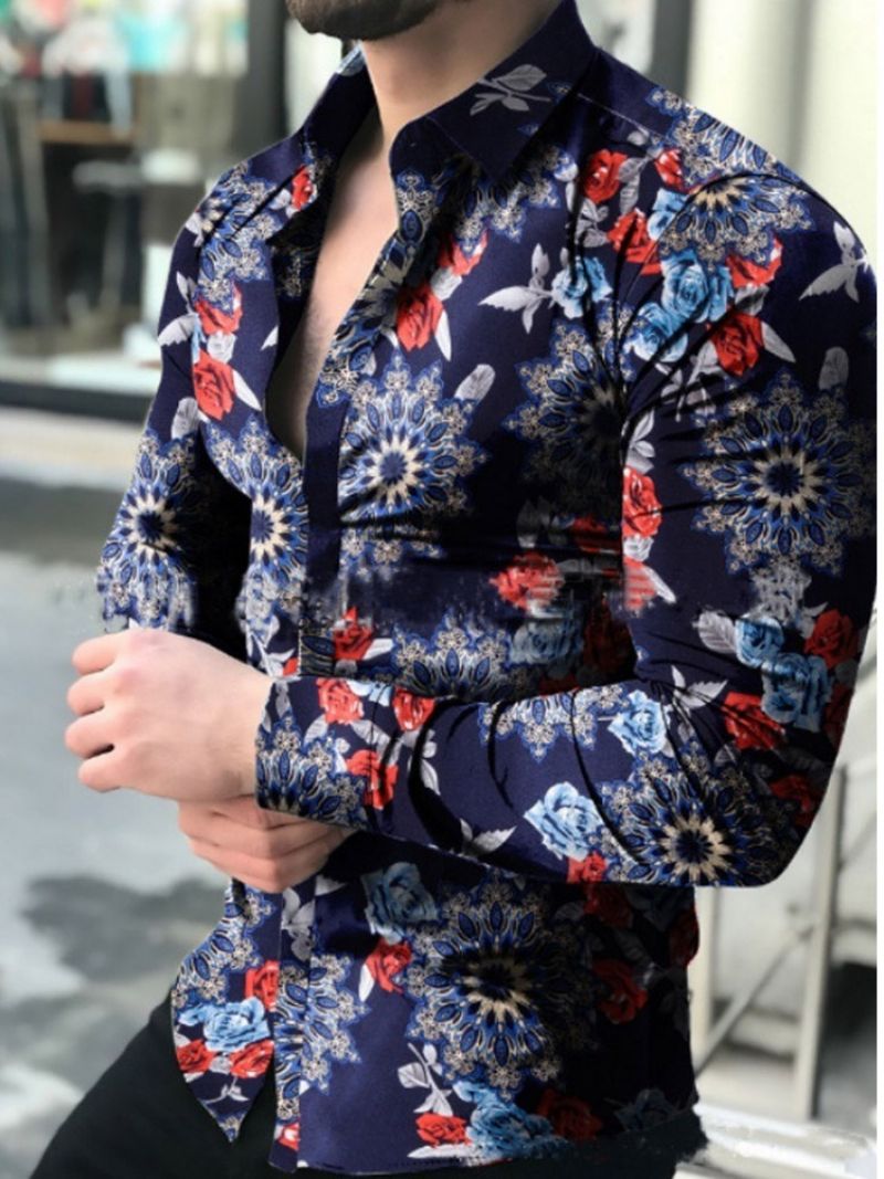 Εκτύπωση Floral Fashion Slim Φθινοπωρινό Πουκάμισο