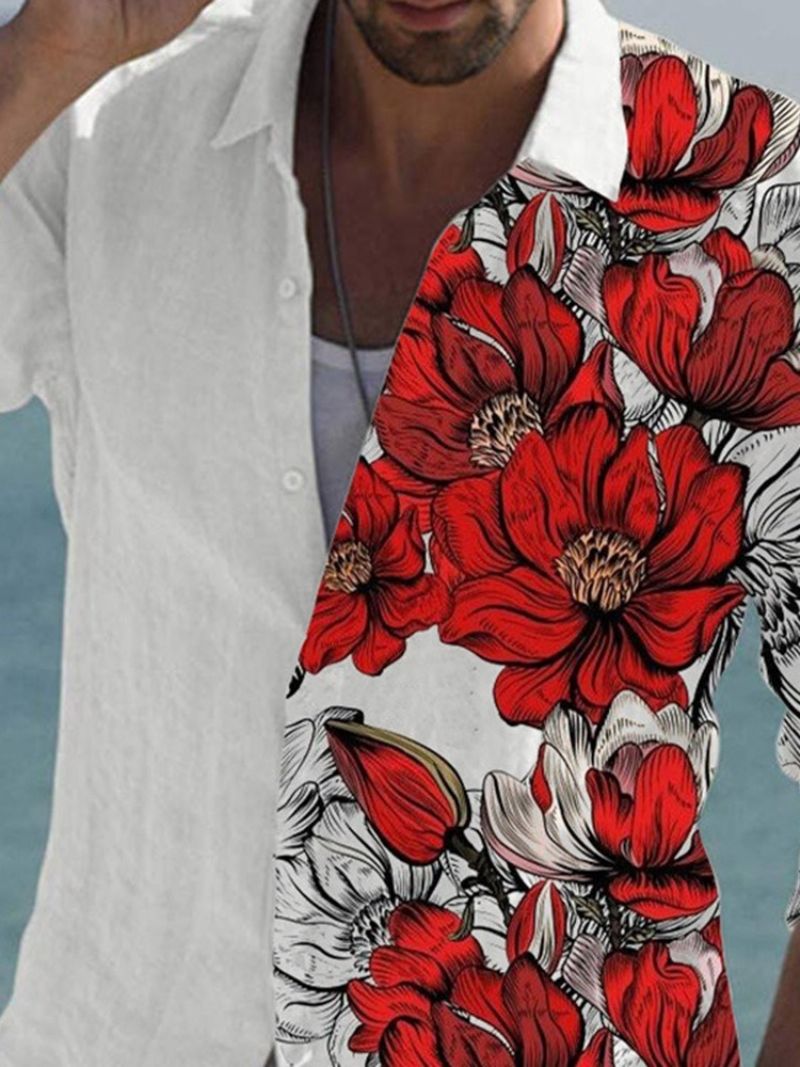 Λεπτό Πουκάμισο Με Μονό Στήθος Tiktok Με Floral Print Πέτο