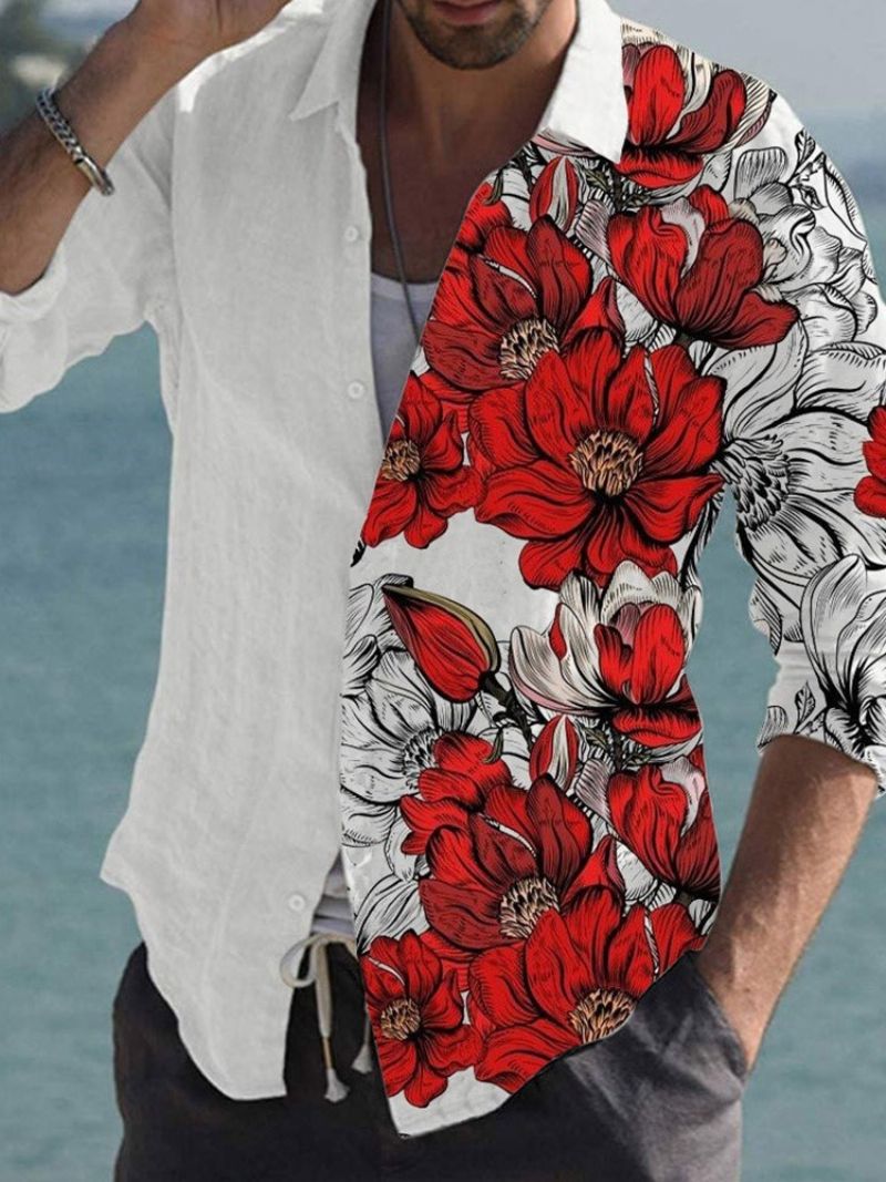 Λεπτό Πουκάμισο Με Μονό Στήθος Tiktok Με Floral Print Πέτο