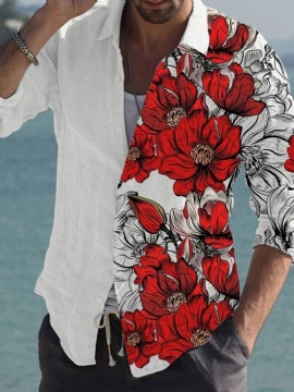 Λεπτό Πουκάμισο Με Μονό Στήθος Tiktok Με Floral Print Πέτο