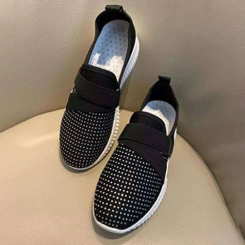 Slip-On Rhinestone Round Toe Casual Sneakers