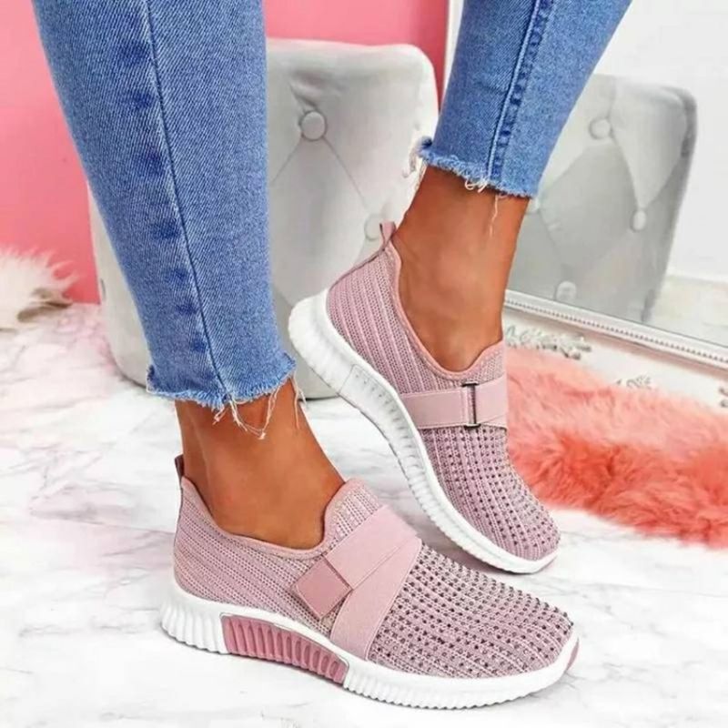 Slip-On Rhinestone Round Toe Casual Sneakers