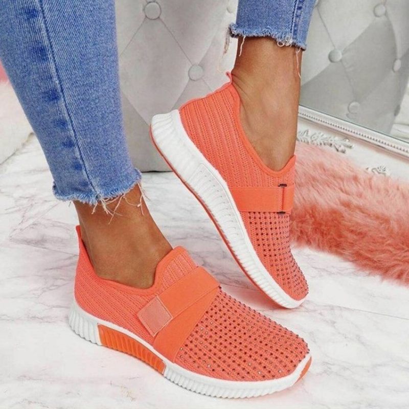 Slip-On Rhinestone Round Toe Casual Sneakers