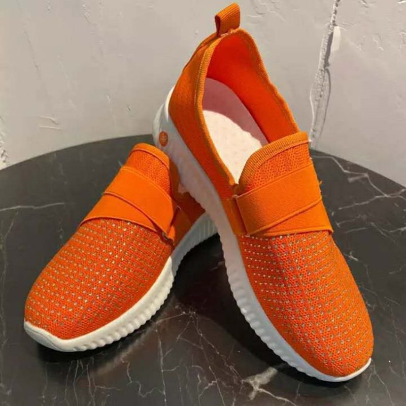 Slip-On Rhinestone Round Toe Casual Sneakers