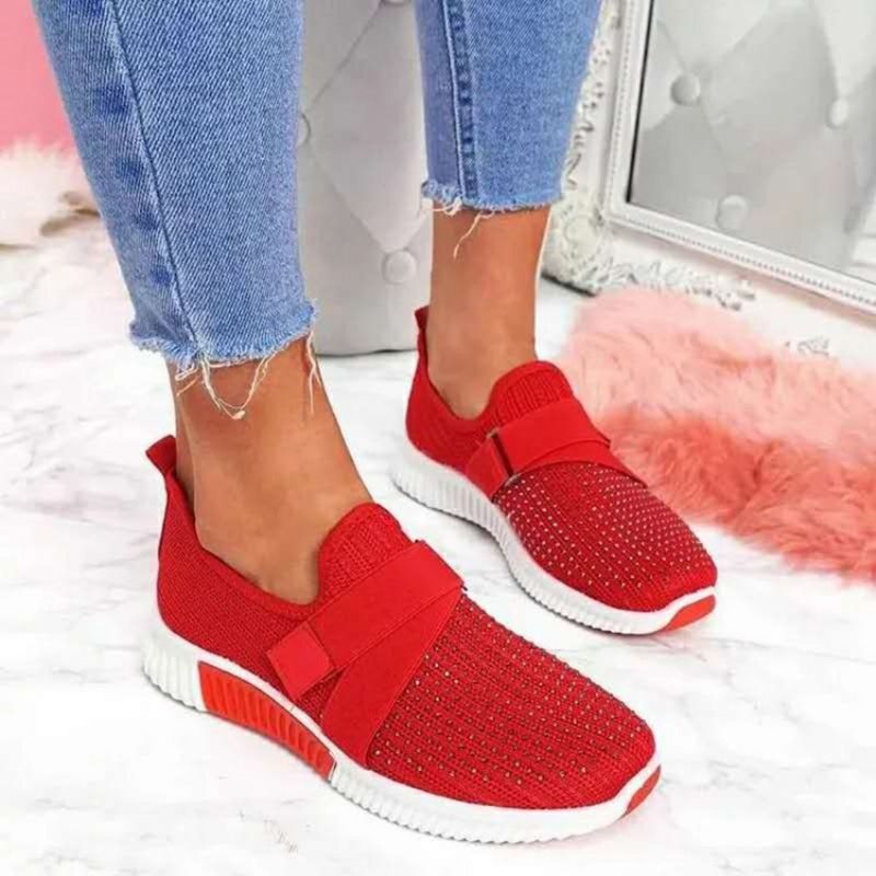 Slip-On Rhinestone Round Toe Casual Sneakers