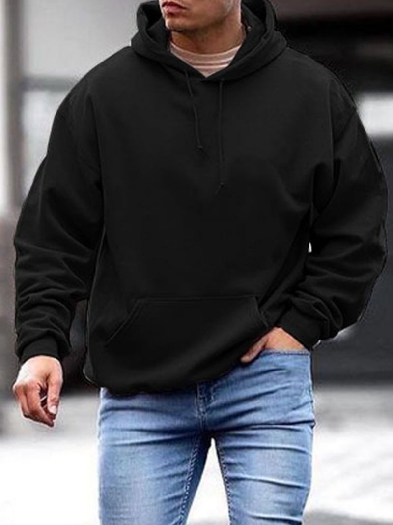 Απλό Πουλόβερ Τσέπης Με Κουκούλα Casual Hoodies