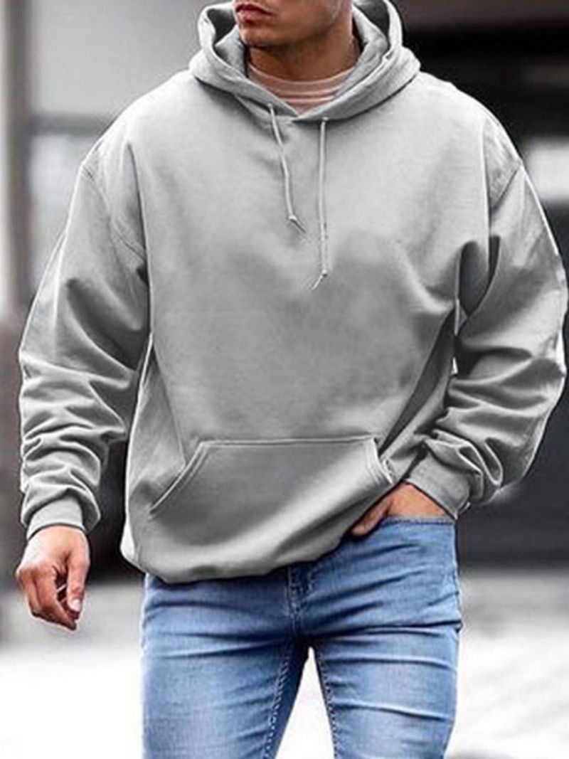 Απλό Πουλόβερ Τσέπης Με Κουκούλα Casual Hoodies