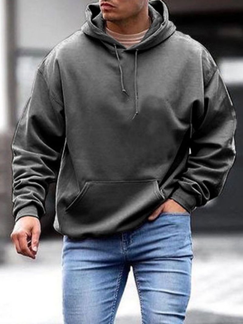 Απλό Πουλόβερ Τσέπης Με Κουκούλα Casual Hoodies