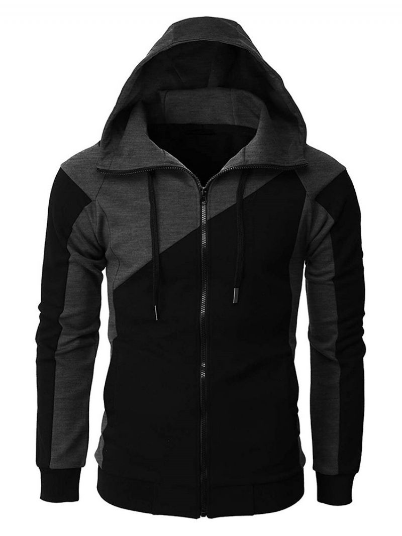 Μπλοκ χρώματος Patchwork Cardigan Casual Hooded Hoodies