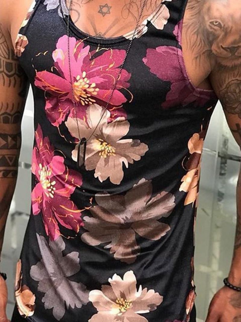 Ανδρικό Γιλέκο Με Στρογγυλή Λαιμόκοψη Floral Print