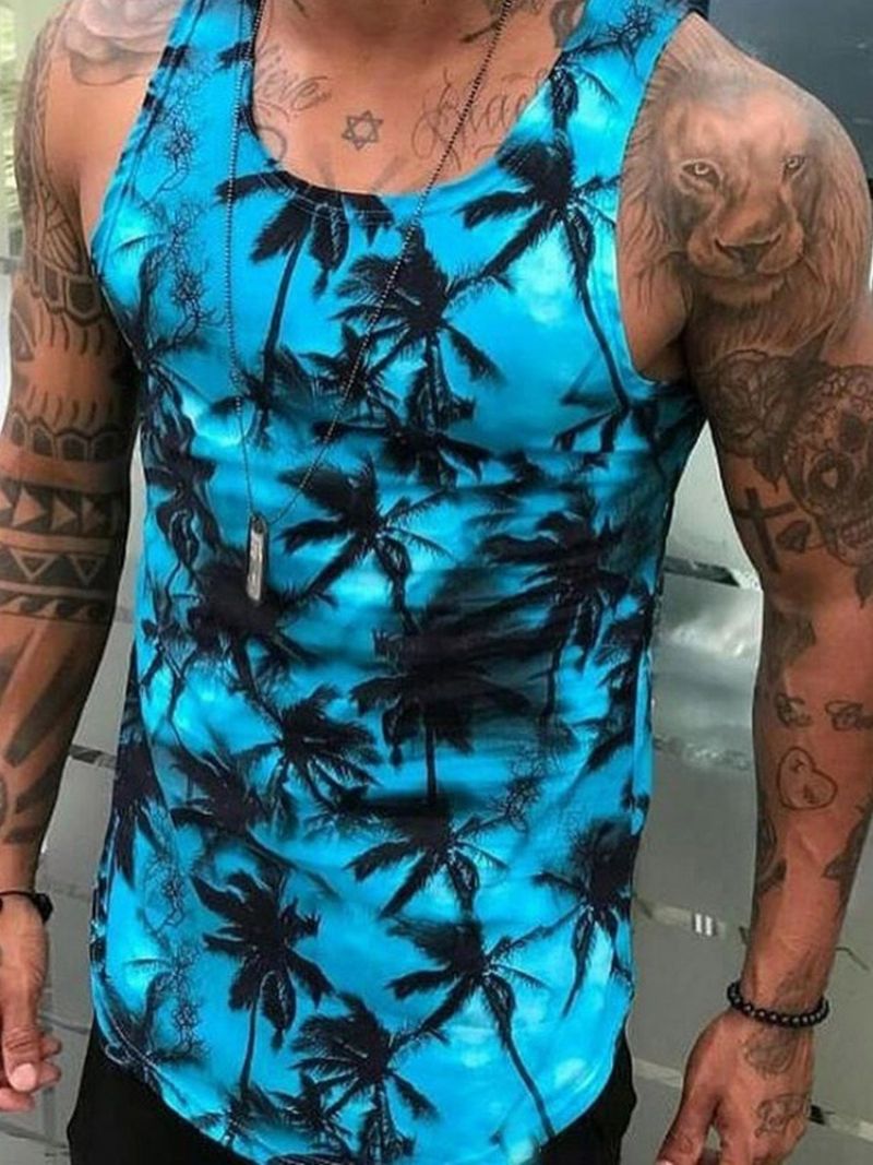 Ανδρικό Γιλέκο Με Στρογγυλή Λαιμόκοψη Floral Print