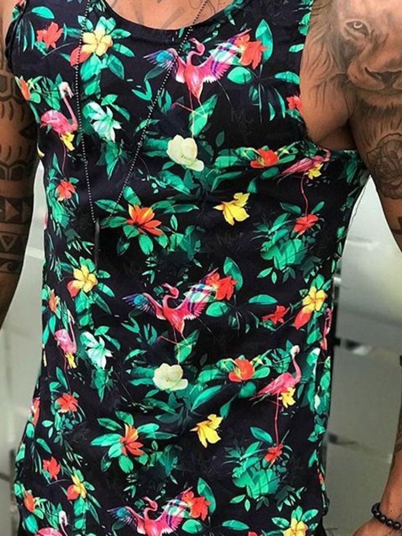 Ανδρικό Γιλέκο Με Στρογγυλή Λαιμόκοψη Floral Print