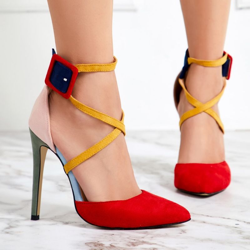 Faux Suede Μπλοκ χρώματος Stiletto Heel Μυτερό Γυναικείες Αντλίες