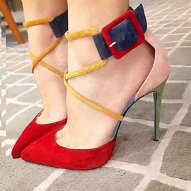 Faux Suede Μπλοκ χρώματος Stiletto Heel Μυτερό Γυναικείες Αντλίες