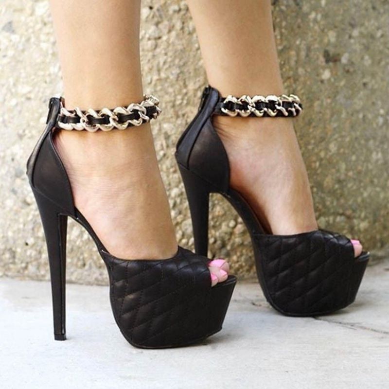 Φερμουάρ Πλατφόρμας Peep Toe Stiletto Heel Pumps