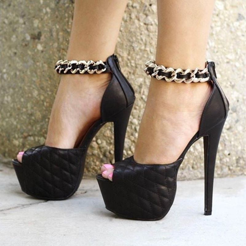 Φερμουάρ Πλατφόρμας Peep Toe Stiletto Heel Pumps