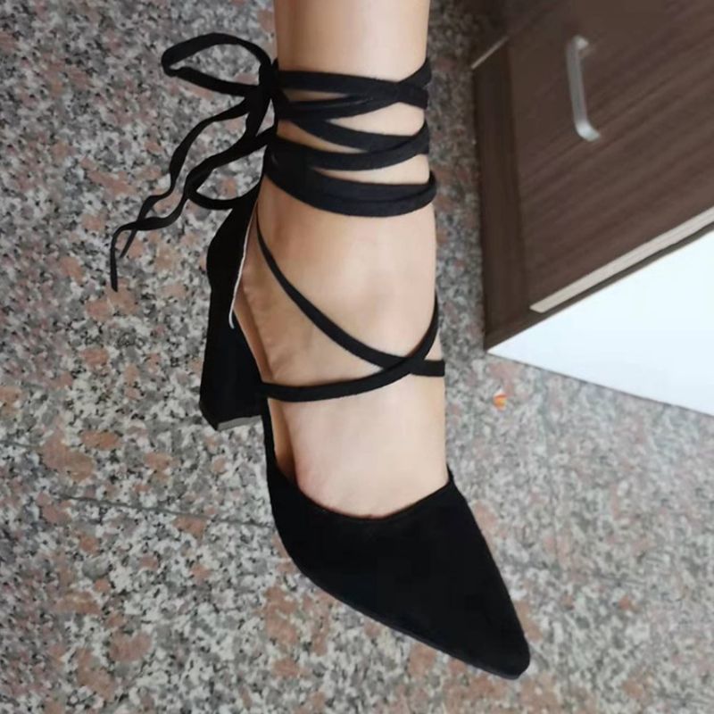 Lace-Up Lace-Up Chunky Heel Western Thin Παπούτσια