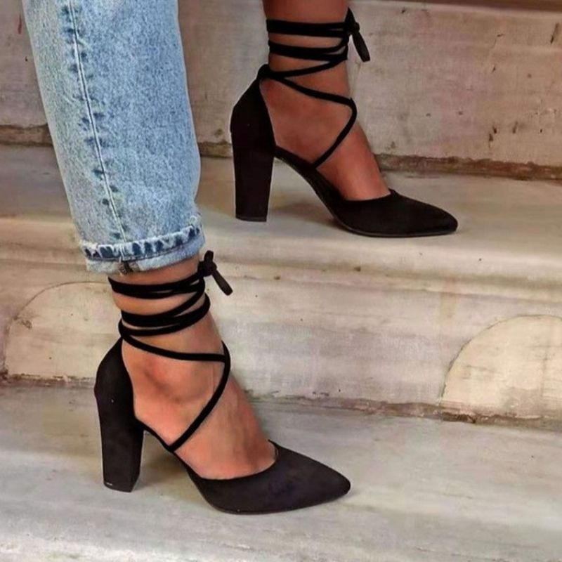 Lace-Up Lace-Up Chunky Heel Western Thin Παπούτσια