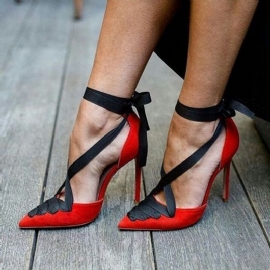 Μοναδικές Μπλοκ χρώματος Lace-Up Stiletto Heel Pumps