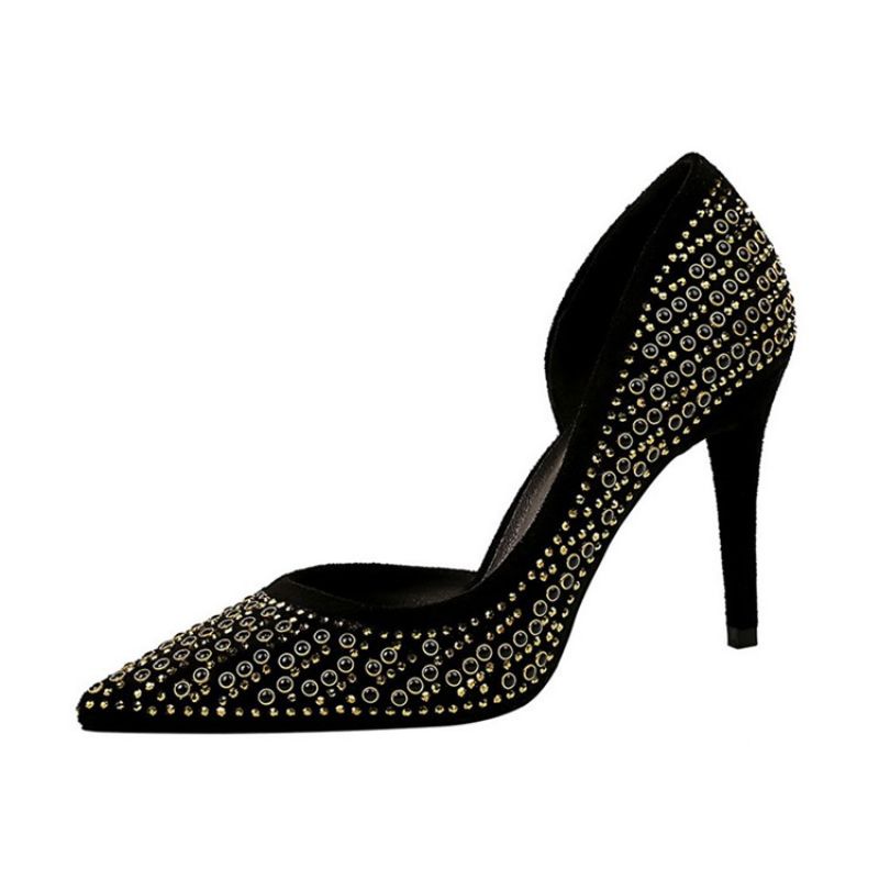 Rhinestone Faux Suede Stiletto Heel Μυτερό Γυναικείες Αντλίες