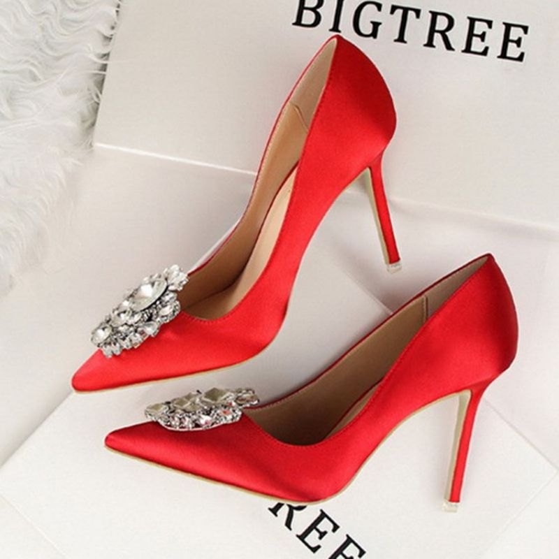 Rhinestone Μυτερό Stiletto Heel Απλό Λεπτό Γυναικεία Παπούτσια Pumps