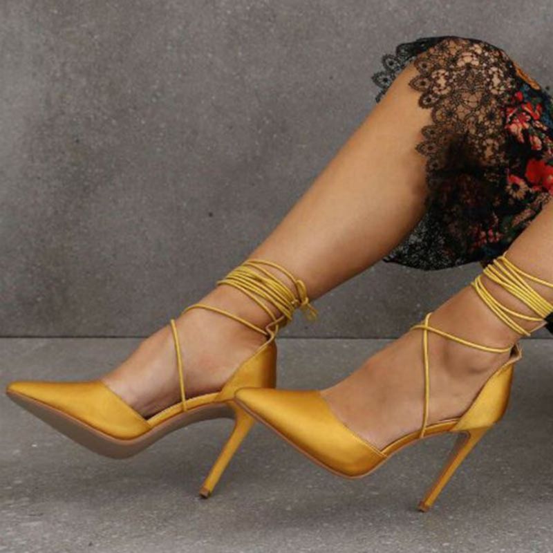 Stiletto Heel Thread Lace-Up Casual Λεπτά Παπούτσια Γυναικείες Αντλίες