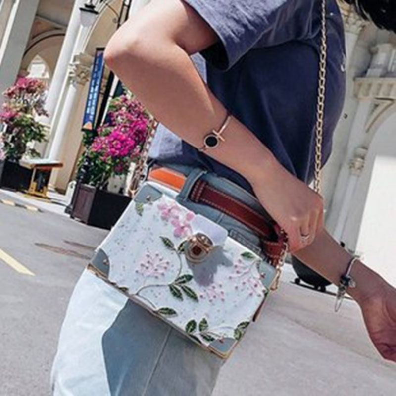 Κέντημα Floral Pu Flap Crossbody Τσάντες