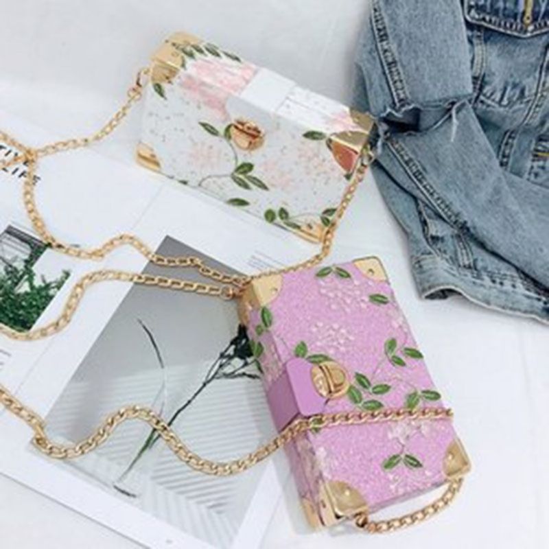 Κέντημα Floral Pu Flap Crossbody Τσάντες