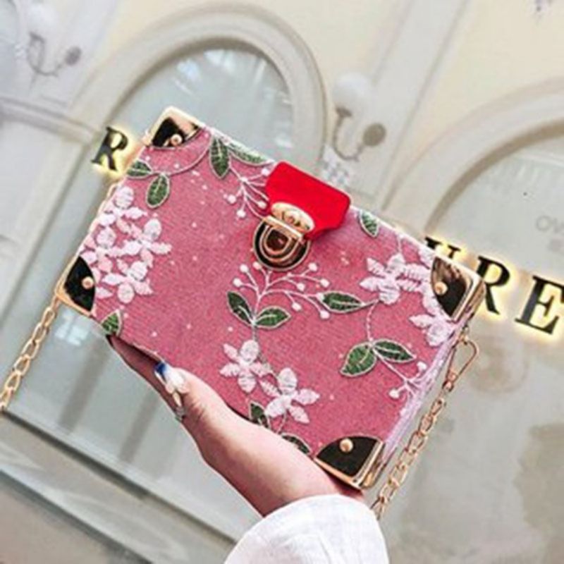 Κέντημα Floral Pu Flap Crossbody Τσάντες