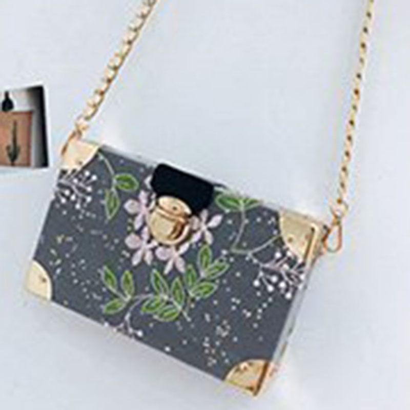 Κέντημα Floral Pu Flap Crossbody Τσάντες