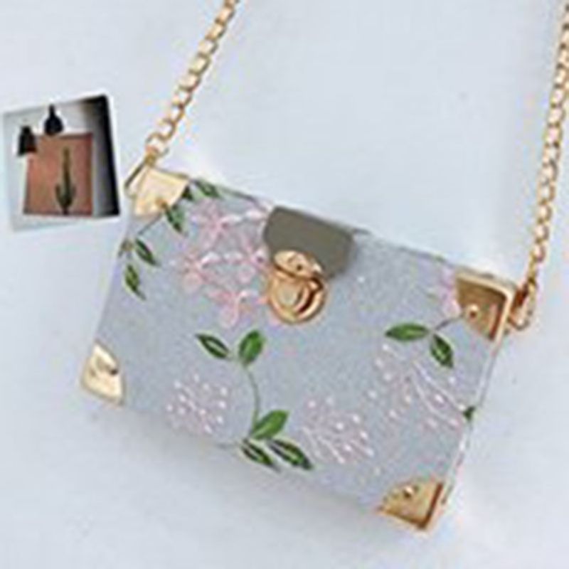 Κέντημα Floral Pu Flap Crossbody Τσάντες