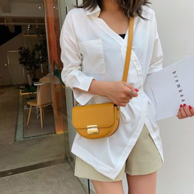 Σέλα Pu Plain Lock Crossbody Ba