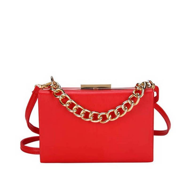 Τσάντα Chain Plain Pu Flap Crossbody