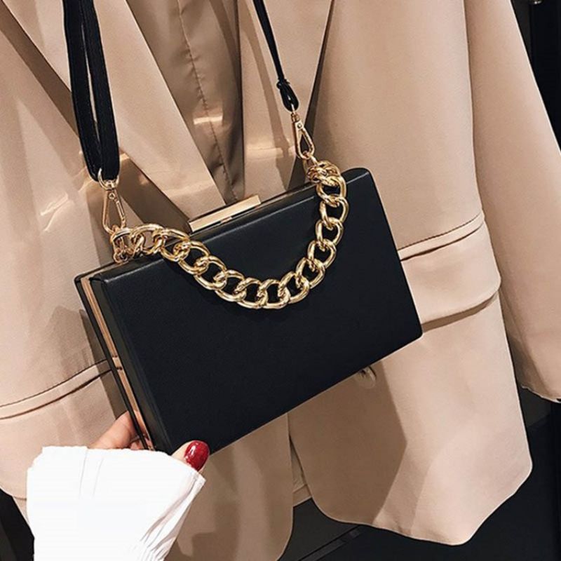 Τσάντα Chain Plain Pu Flap Crossbody