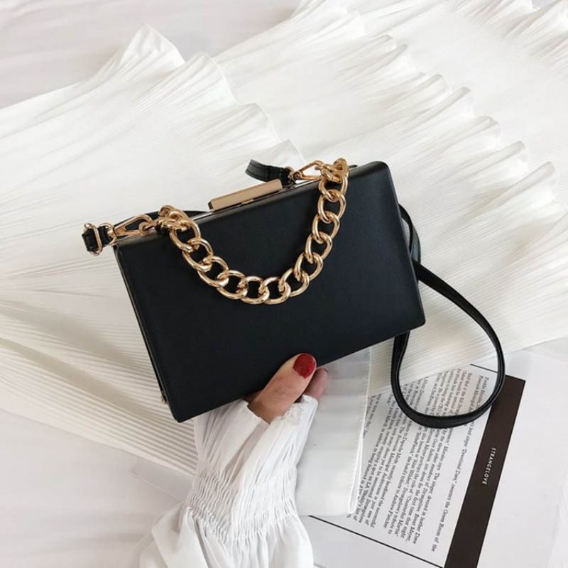 Τσάντα Chain Plain Pu Flap Crossbody