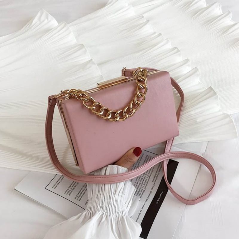 Τσάντα Chain Plain Pu Flap Crossbody