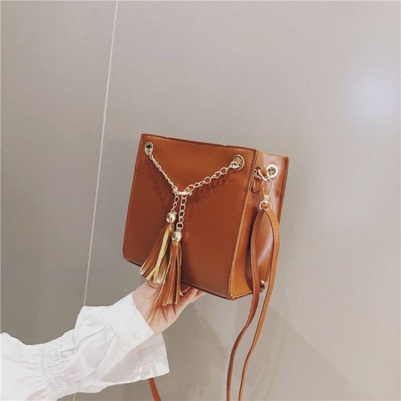 Τσάντα Pu Tassel Plain Square Crossbody Τσάντα