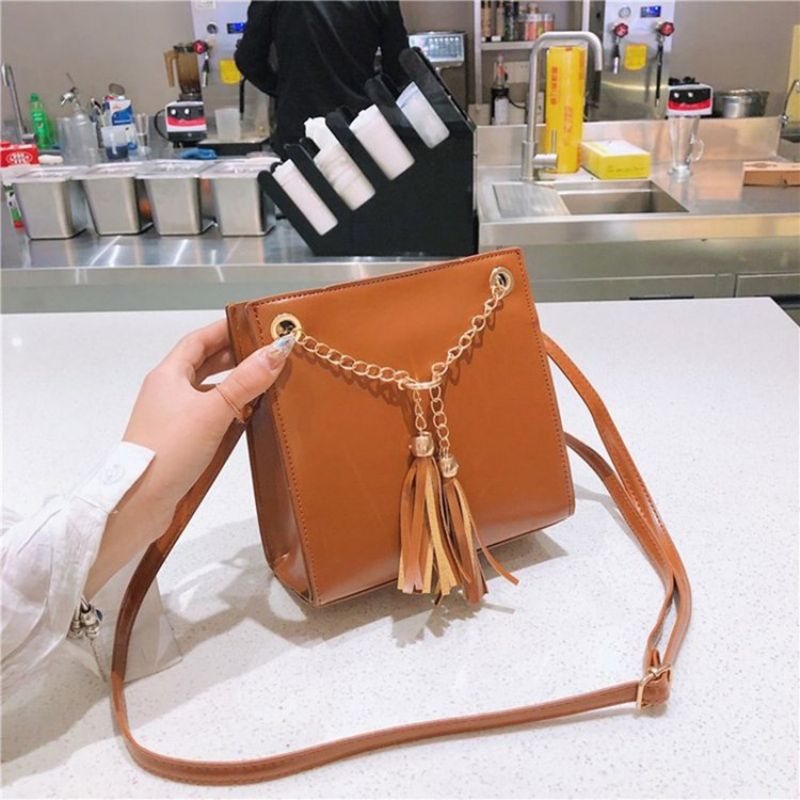 Τσάντα Pu Tassel Plain Square Crossbody Τσάντα