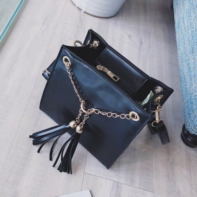 Τσάντα Pu Tassel Plain Square Crossbody Τσάντα