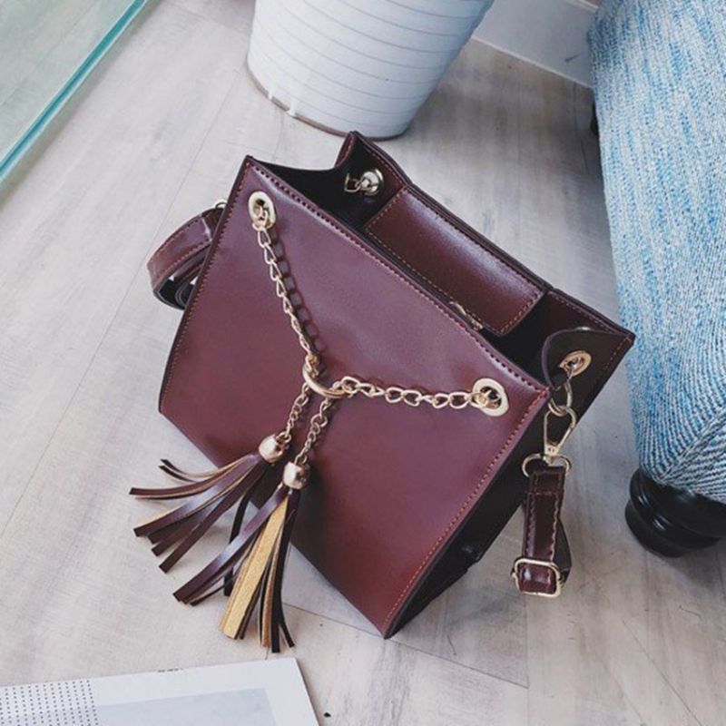 Τσάντα Pu Tassel Plain Square Crossbody Τσάντα