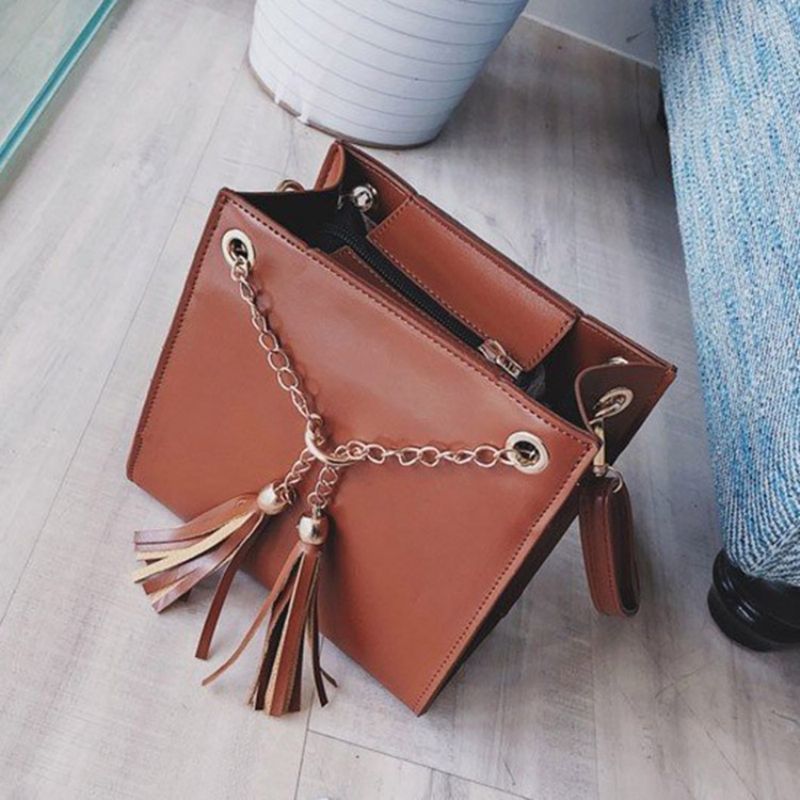 Τσάντα Pu Tassel Plain Square Crossbody Τσάντα