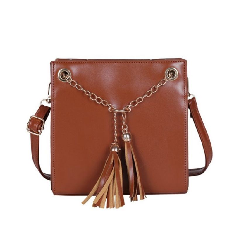 Τσάντα Pu Tassel Plain Square Crossbody Τσάντα