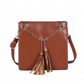 Τσάντα Pu Tassel Plain Square Crossbody Τσάντα