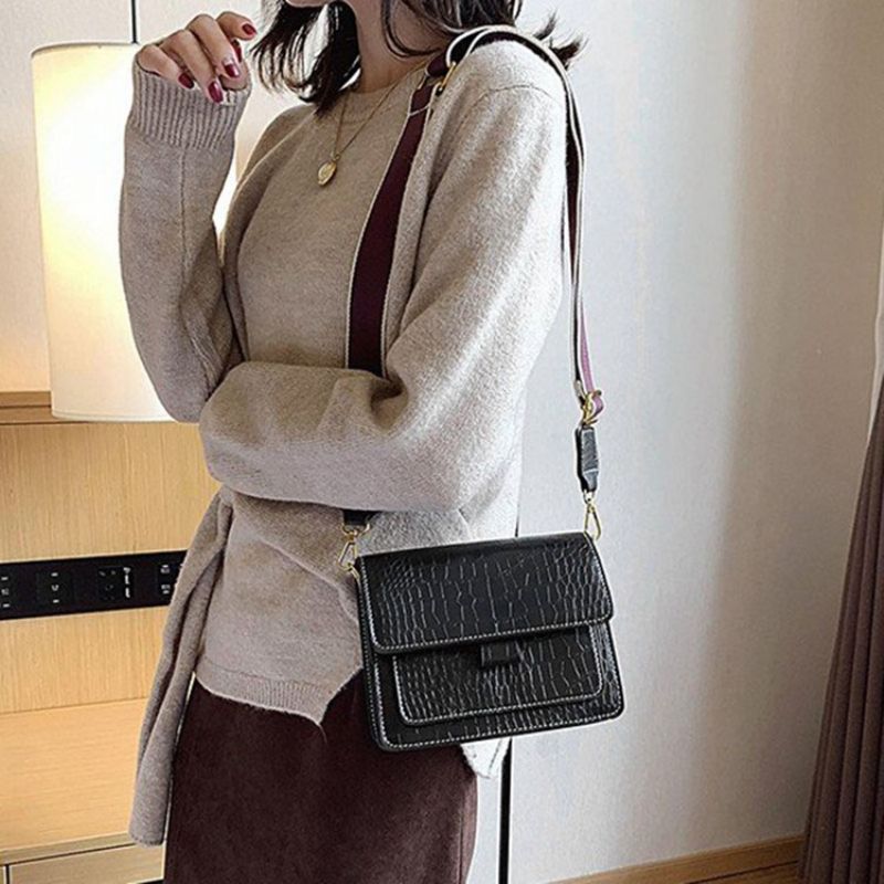 Τσάντες Casual Crossbody Με Ανάγλυφο Alligator Pu Rectangle