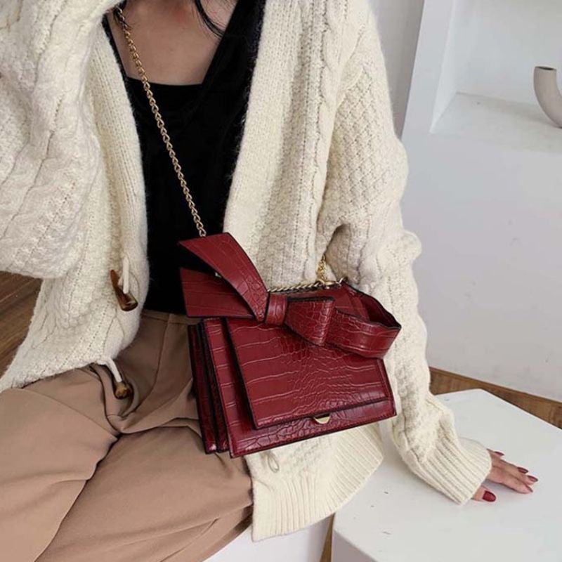 Τσάντες Με Ανάγλυφο Alligator Pu Square Crossbody